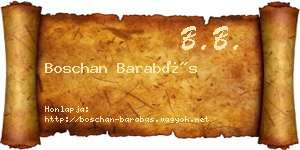 Boschan Barabás névjegykártya